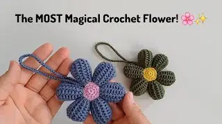 Easy Crochet Flower Keychain - Without Tunisian Crochet Hook🌸⏳✨
