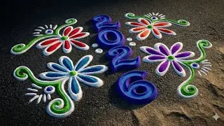  Beautiful New Year Rangoli 2026 | Easy Flower Rangoli Design for New Year