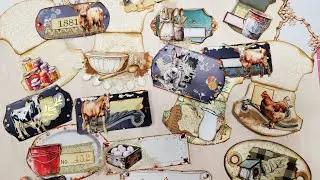 Adorable Farmhouse/Cottagecore Themed Clusters and Tabs- Ephemera for Junk Journals