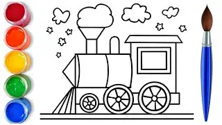 How to draw easy train engine | easy drawing step by step for kids 