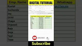 Как создать ссылку WhatsApp с номером телефона в таблице Excel @digitaltutorial425 #shorts