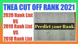 TNEA 2021 Cut off & Rank List Expected | Previous years 2018 2019 2020 Rank List Analysis
