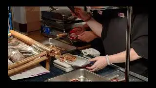 4K /приготовление золотых кальмаров на гриле с помощью электронного пресса для гриля/Тайбэй, Тайвань