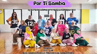 Por Ti Samba Linedance || Jun Andrizal(INA) & Tri Artiyanti(INA) || Beginner || Dancing Queen