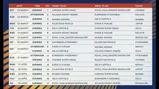 Ipl 2019 match Schedule.....