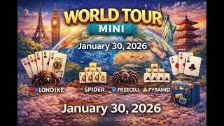 Game 8 FreeCell HARD - World Tour Mini - January 30, 2026 - Microsoft Solitaire