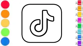 Drawing and Coloring a cute Logo Tik Tok | easy step by step