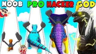 NOOB VS PRO VS HACKER VS GOD IN JURASSIC DINO RUSH WITH SHINCHAN & CHOP