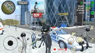 BLACK STICKMAN PART 3 || AMAZING CRIME ROPE STICKMAN || OPEN WORLD GAMEPLAY ANDROID