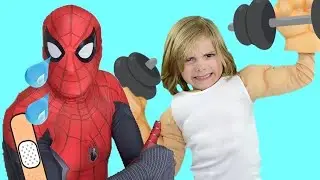 Jaces Playhouse wants to be Strong like Spiderman Far from Home & Boo Boo Story