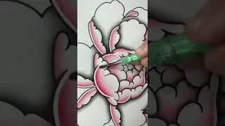 Sunburst Japanese Peony Painting #shorts #tattooflash #timelapse #flowerpainting #beats