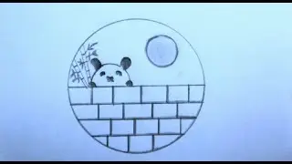 How to draw a creative circle scenery#||🐼 panda pencil sketch new tutorial||#Arty club
