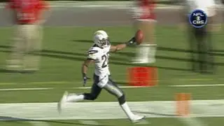 Cason pick six - Chargers rookie Antoine Cason intercepts a Jeff Garcia pass and re