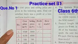 Practice set 31 Class 6th Maths