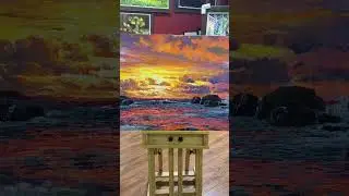 Dramatic Sunset Seascape Oil Painting | Color & Waves #oilpainting #painting #art
