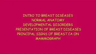 INTRO TO BREAST DISEASES;CLINICAL FEATURES;DEVELOPMENTAL DISORDERS, MAMMOGRAPHY
