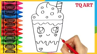 How to Draw a Cute Chocolate Ice Cream Milkshake | Easy Kawaii Dessert Drawing | Drawings For Kids