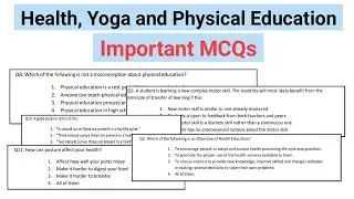 MCQ Questions Health, Yoga and Physical Education B.Ed Important Questions | September 2020 MCQs |