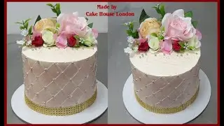how to make a side diamond design cake with fresh cream