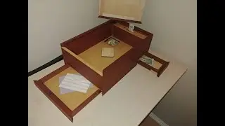 Massive Mahogany Puzzle Box! 18 Inch wide, Spring Loaded Drawers, Money Slot, 4 Secret Compartments!