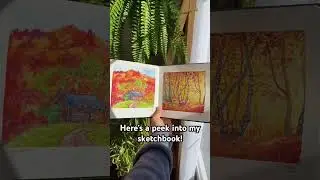 Autumn sketchbook spread 🍂🍁 #sketchbook #sketchbookart #autumn #autumncolors #shorts