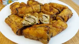 Eggplant Chicken Roll Recipe || Brinjal Chicken Roll Recipe || Easy and Tasty Snacks Recipe 😋