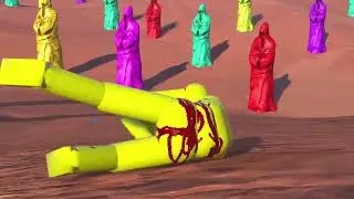 Fighters Ragdoll Physics! NPC Wars BLUE vs YELLOW vs RED Making NPCs Fight Overgrowth