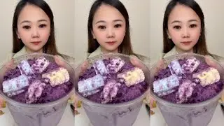 asmr ice cream cake eating challenge Purple Yam Dessert Feast Mukbang