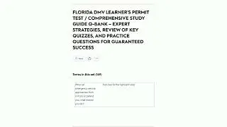 FLORIDA DMV LEARNERS PERMIT TEST  COMPREHENSIVE STUDY GUIDE QBANK  EXPERT STRATEGIES REVIEW OF KEY Q