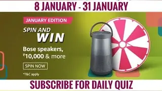 Amazon Spin And Win Quiz Answers Today | Win Samsung Galaxy M21 | 8 January 2021