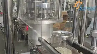 Dried Fruit Packaging Line: Automatic N2 Flushing Can Seamer & Round Bottle Labeler Combination