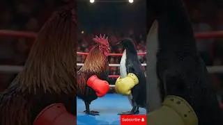 Rooster vs Penguin #animalbattle #boxing #funny #animalfight #animals #rooster #penguin #cgi #artfun