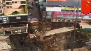 Caught on Camera: Watch as sinkhole swallows entire city street in China - TomoNews