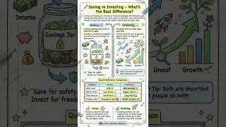 Saving vs Investing Explained in Simple Way | Financial Basics #shorts #differencebetween #fypシ #yt