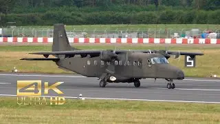 (4K) Dornier DO-228 212/ACTL 1 from Italian Army MM62157 departure RAF Fairford RIAT 2023 AirShow