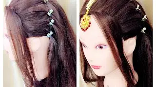 ATTRACTIVE &  EASY PARTY HAIR STYLE WITH MAANGTIKA✨#hairstyle#learning#video#viralvideo
