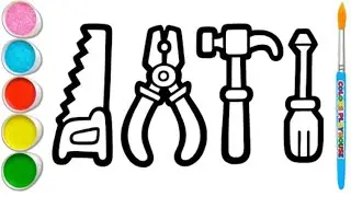 Hammer, Saw ,Pliers screw driver Drawing step by step for kids and toddlers || How to draw tools