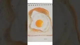 Easy Half Fry Egg and Bread Oil Pastel Drawing by @syedas_arts Quick Tutorial #easyart #quickdrawing