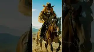 The lion is riding a horse🤩👍#CowboyAdventure#EpicActionScene#WildWestStory#3DAnimation#trend2025
