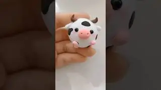 How to make a cute cow using air dry clay #diycrafts #handmade #diy #clayart #cow #miniature #shorts