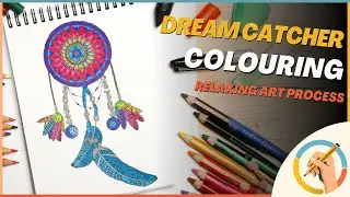 Mandala Dream Catcher Art Coloring | Relaxing Art Process