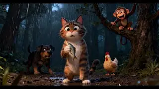CAT&rsquo;S STRUGGLE (2025) &ndash; The Hungry Forest Chronicles | Animal Survival Story | Cat, Dog, Hen, Monkey