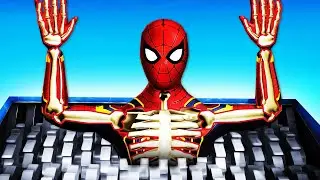 Breaking SPIDERMAN BONES With GIANT SHREDDER