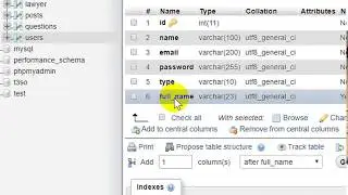 How to Add a column to a Database Table in phpMyAdmin
