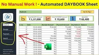 Automated Day Book Creation in Excel | Payment & Receipt Day Book in Excel (Hindi)