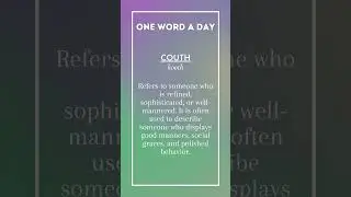 One Word A Day - Couth #shorts
