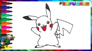 Draw and Color Pikachu from Pokemon - Drawings For Kids - Learn Colors / FunKeep