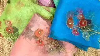soft organza silk handwork sarees || Latest saree designs