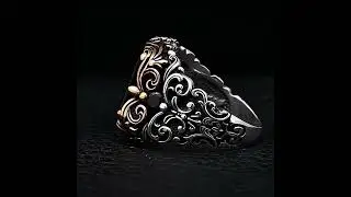 Mens Shield Onyx Protection Ring Silver Handmade Jewelry