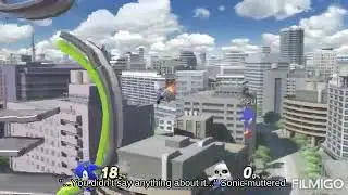 Frame Young Link near Mushroom Kingdom picking up Poké Ball - Wii U